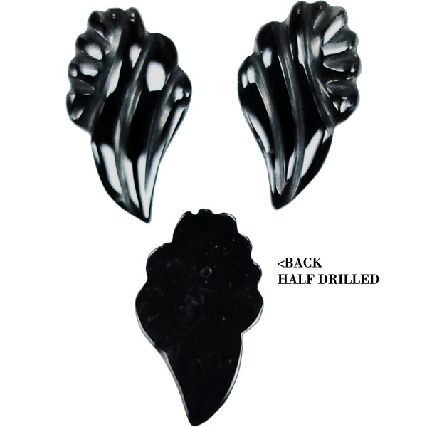 LEAF 20X35MM BLACK ONYX (2 PCS)